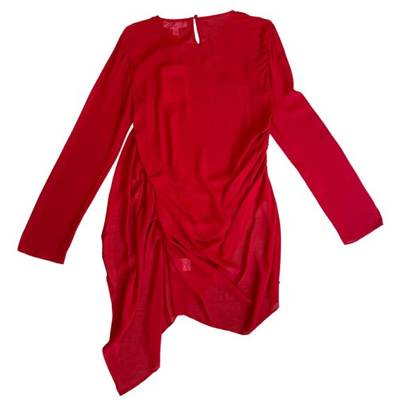 98. VIKTORIA & WOODS Stardust Red Sheer Silk Tunic Top $400 NWT Sz 1 US 4 - Picture 4 of 9